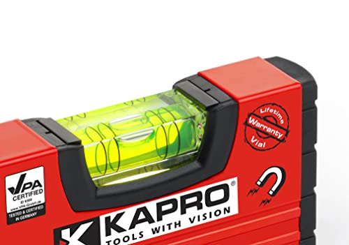 Kapro - 246 Nível de bolso prático - Magnetic - apresenta frasco de Certificação VPA e resistente ao choque - com tampas