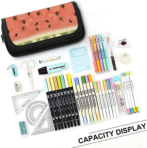 Caixa de lápis de melancia com dois compartimentos grandes bolso de bolsa de armazenamento de grande capacidade para bolsa