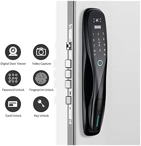 Kamfx Smart Door Bloqueio de impressão digital Digital WiFi Lock Monitor de câmera conectada Enviar foto para celular