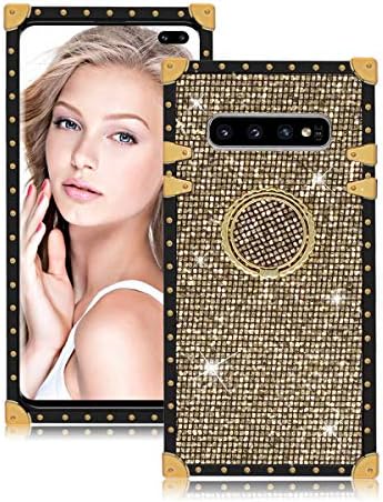 Luvi para Galaxy S10 Plus Square Glitter Case Bling Diamond Sparkle Glitter com estojo de kickstand de suporte para