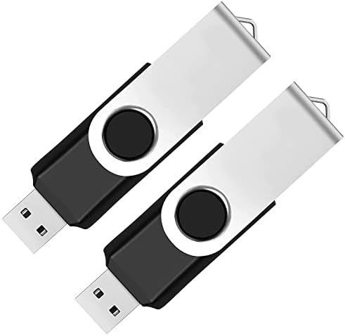 2 pacote de pacote 64 GB USB Flash Drive USB 2.0 Drives de polegar Drive Drive Fold Storage Memory Stick Swivel Design - Black