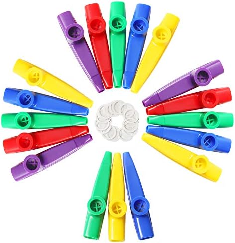 Kazoos de plástico para crianças Lovestown, 20pcs colorido kazoo flautas instrumentos musicais gravadores infantis