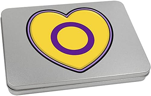 Azeeda 'Intersex Pride Flag Heart' Metal Articled Stationery Tin/Storage Box
