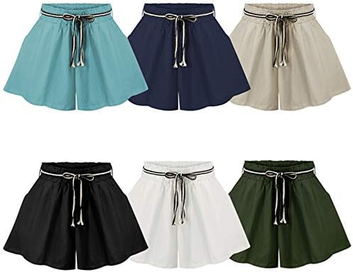 Andongnywell Women Plus Size Casual High elástico da cintura Destrução larga perna larga CULOTTES SHUTS calças