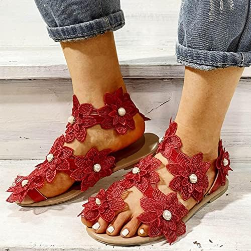 Sandálias de verão para mulheres Flor feminina de feminina confortável Plataforma casual São de travessia de praia de