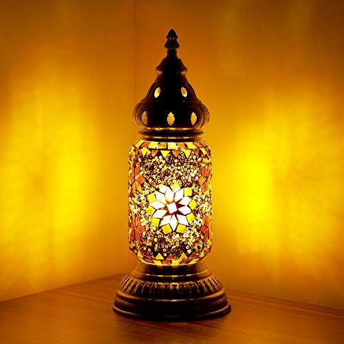 Anton Turkish Table Lamp lumbo mosaico de vidro Decorativo Lâmpada Night Light com bronze para quarto Sala de estar Marroquino