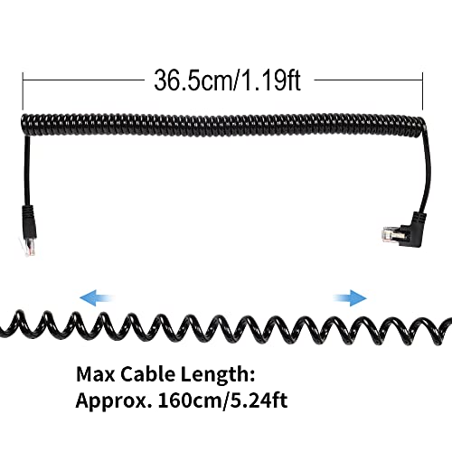 Riieyoca Ethernet Cabo enrolado de 90 graus ângulo de esquerda CAT5E Internet Patch RJ45 Rede de rede LAN Spiral-Strettchable