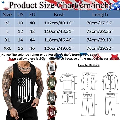 Tanques patrióticos do Dia da Independência da Beuu para homens Retro USA Flag Slageless Summer Stringer Stringer Workout Gym Tanks