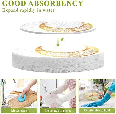 Alaza Crescent Moon Flower Natural Sponge Kitchen Cellulose esponjas para pratos Lavando banheiros e limpeza doméstica, não-arranhões