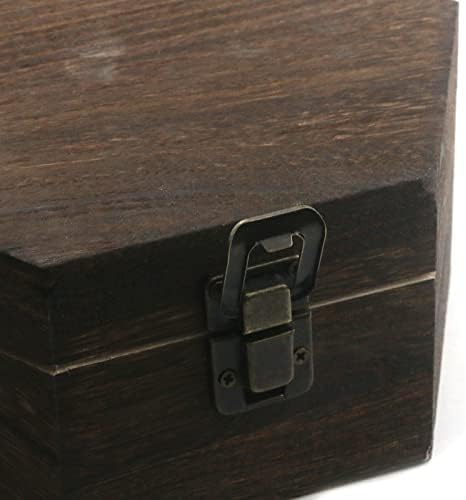 Pacote de wealrit de 1 caixa de lembrança de madeira hexagona decorativa com tampa articulada, caixa de armazenamento de madeira pequena, caixa de jóias de madeira, caixa de madeira vintage