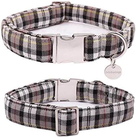 Colarinho de cachorro de algodão de Walnuta com Sailor Bow Black Plaid Puppy Collar para um pequeno cachorro grande médio