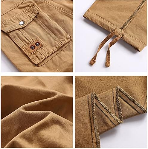 Calça de carga jeans para homens homens casuais calças calcárias com várias bolsas de cor lateral de cor ao ar livre ao ar livre 4