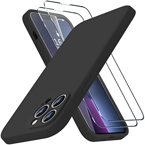 Bosskiss Compatível com o iPhone 13 Pro Case, caixa de silicone líquido premium [Touch aveludado] [2 PCs 9H Protetor de tela