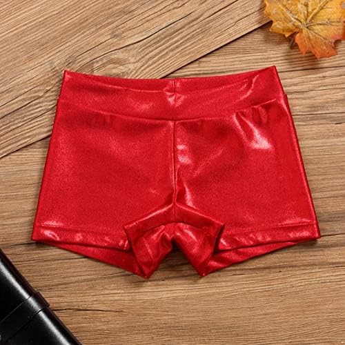 Ttao Kids Girls Shorts metálicos calças brilhantes e brilhantes esportes de dança Ginástica Treino de calças curtas de 11