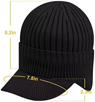 Chapéu de viseira de gorro de inverno masculino com chapéu de esqui de lã de chapas de gorro com alavanca elegante e elegante