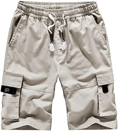 Mens Shorts de carga casual cor sólida solta plus size multi-bockets relaxados na moda da praia de verão calças curtas