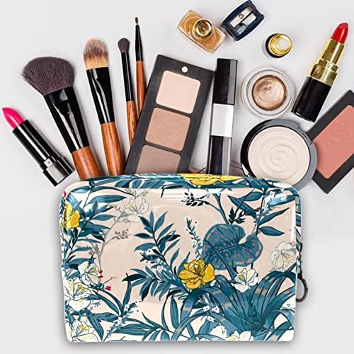 Bolsa de higiene saco de viagem, organizador de viagens de bolsa de maquiagem resistente à água para acessórios para acessórios, pastoreável de flores tropicais de plantas tropicais