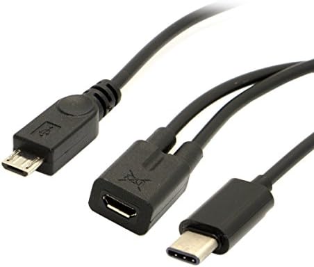 JSER Micro USB fêmea para USB-C tipo C USB 3.1 e micro USB Cabo de carga de extensão de separação masculina