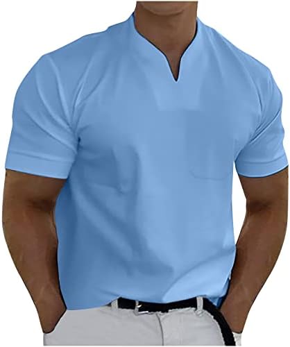 Camisetas de exercícios para o homem, camisetas de verão 2023 de verão de manga curta V Tops de pescoço adulto tampa de ajuste regular