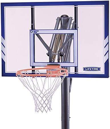 Lifetime 71546 Sistema de basquete portátil, backboard de 44 polegadas à prova de quebra