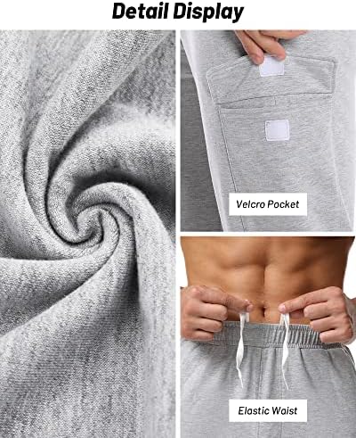 Runhit Men's Cargo Sweatpants Cotton Yoga Pants Aberto de Bottom Athletic Lounge Calças casuais com bolsos