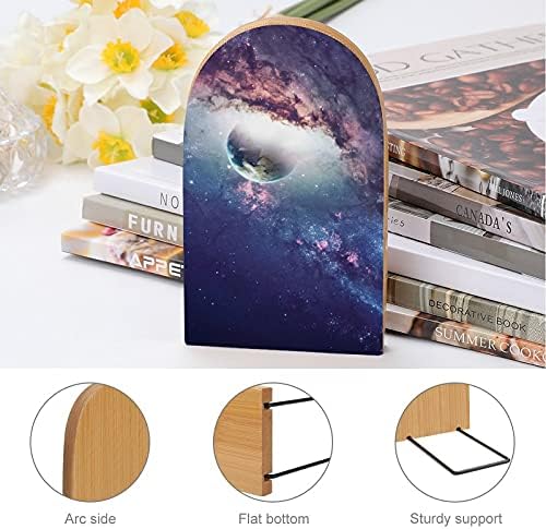 Cena do universo com planetas Terminos para prateleiras de madeira de madeira para livros pesados ​​divisor Modern