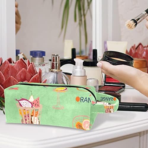 TBOUOBT Sacos cosméticos para mulheres, Bolsa de maquiagem Acessórios de bolsas de higiene pessoal de viagem Organizador, frutas limão pera laranja mamão pitaya