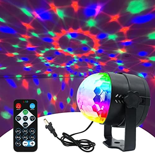 Luzes de festa da bola de discoteca som ativado com controle remoto, luzes rotativas de 3W RGB DJ Luz de luz LED 7 Luzes de disco
