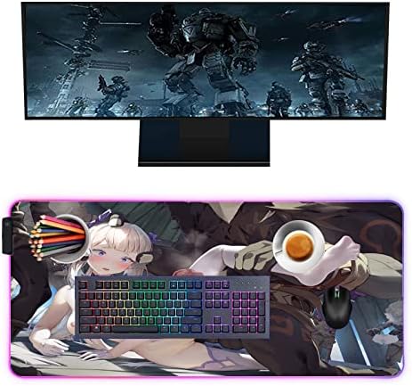 Almofadas de mouse sexy Anime Girl RGB Grande almofada de mouse para tabelas de jogadores de jogo Acessórios para jogos de borracha de borracha Mesa de bunda sexy de bunda 39,37 polegadas x19.68 polegadas -a10