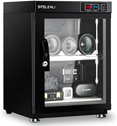 Spolehli Câmera seca Câmera Controle Digital Deshumidifier 35L Caixa seca eletrônica com luzes LEDs Setor e economia de energia para lente de câmera e armazenamento de equipamentos eletrônicos