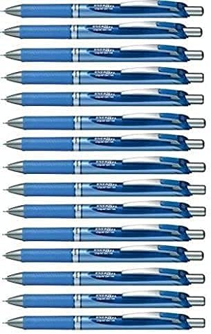 Pentel Energel Deluxe RTX Pen de gel líquido retrátil, 0,5 mm, linha fina, ponta da agulha, tinta azul/corpo azul, pacote de 15