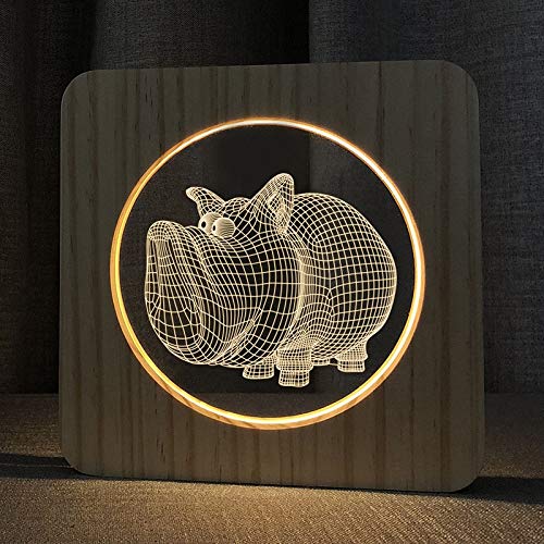 XDG porco 3D Lâmpada de madeira LED Night Light Decoração da sala de casa Criativo Lâmpadas de mesa para crianças Presente