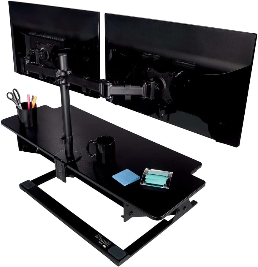3m mm200b Montante de braçadeira de monitor duplo, 24 x 33 x 5 , preto