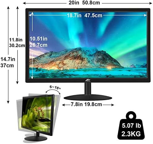 Kenowa Monitor de 21,5 polegadas, FHD 1080p 75Hz Monitor de computador, porta HDMI VGA, VESA 75 x 75 mm, 1000: 1 Taxa