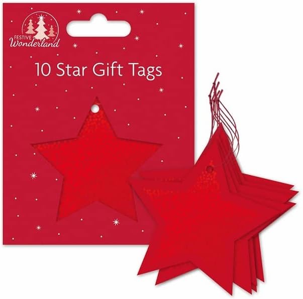 The Home Fusion Company Christmas Star Start Tags Tags de prata vermelha ou ouro