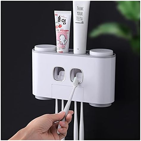 Bigwoman Automatic Toothinte Dispenser Dispenser Poeira Pó de dentes à prova de dentes com xícaras sem parede de parede de unhas Acessórios para banheiros conjuntos