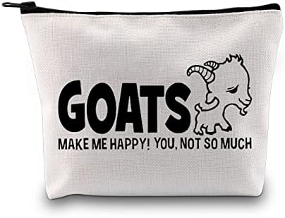 Vamsii Bolsa de maquiagem de cabra cabras me fazem feliz bolsa cosmética Gung Getter Gifts Goat Lover Gifts For Women Goat Farmer