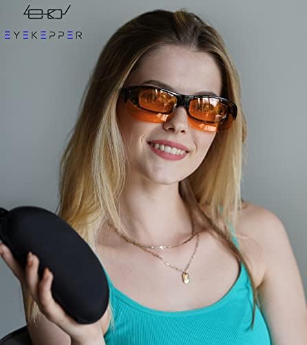EyeKepper 2 pacote se encaixa sobre os óculos de bloqueio de luz azul usam óculos de computador