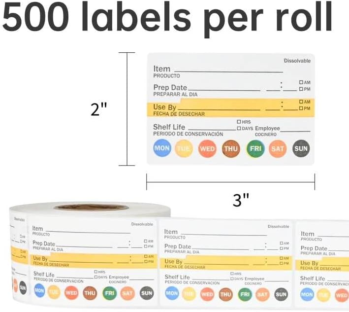 Eu gostei de rótulos de alimentos dissolvíveis de 2 ”x 3 Sem rótulos de armazenamento de alimentos de resíduos para cozinha -Rótulos