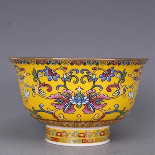 Seijy 2 Amarelo Padrenamento Pastel Padrão Tigela Antigo Artesanato de Porcelana Antigo Ornamentos Antigos