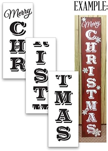Feliz Natal, alpendre estêncil por Studior12 | 3 peça | DIY grande decoração vertical de férias de inverno | Entrada da porta