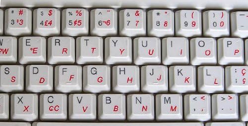 Etiqueta transparente brasileira-portuguesse para teclado de computador com letras vermelhas