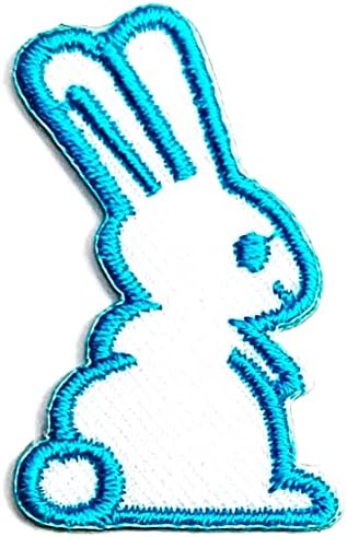 Kleenplus 3pcs. Mini Little Blue & White Rabbit Patch Crafts Artes Reparo Reparo de coelho Ferro bordado de desenho animado de