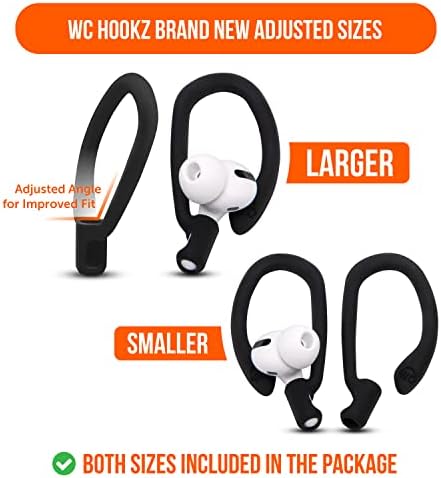 WC Hookz - Atualizado sobre ganchos de orelha para airPods Pro & AirPods 1, 2 e 3-2 Pares de tamanho incluídos no pacote, gancho exclusivo