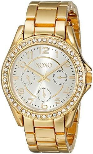 Xoxo feminino xo178 relógio de tons de ouro com strass com sotavento