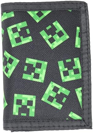 Minecraft Creeper Pattern Nylon Tri-Fold Wallet Licensed