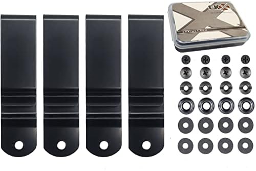 Clipe de cinto de metal preto de serviço pesado CKX-12, encaixa o acessório de correia de até 1,75 ”para a bainha de faca de IWB/OWB Kydex/faca de couro e pistola. Conjuntos de 2, 4 e 10 unidades com hardware de montagem