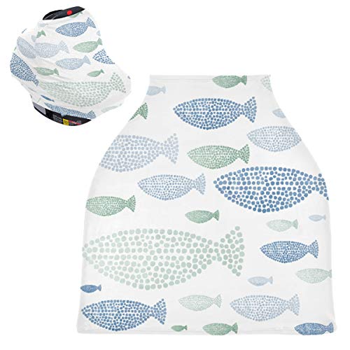 Capas de assento de carro para bebês de peixe marinho - lenço de amamentação, dossel de carro de carro múltiplo, para