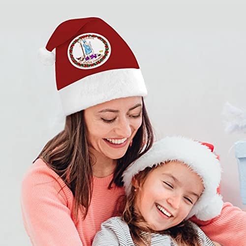 Virginia State Flag Hat Christmas Hat Papai Noel para adultos unissex Comfort Classic Xmas Cap para o feriado de festa de Natal
