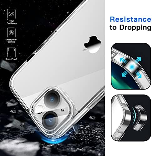 JETECH 3 em 1 Caso para iPhone 13 mini 5,4 polegadas, com protetor de tela de 2 pacote e protetor de lente de câmera de 2 pacote, capa de telefone para choque não amarelador, filmes de vidro temperado com cobertura completa